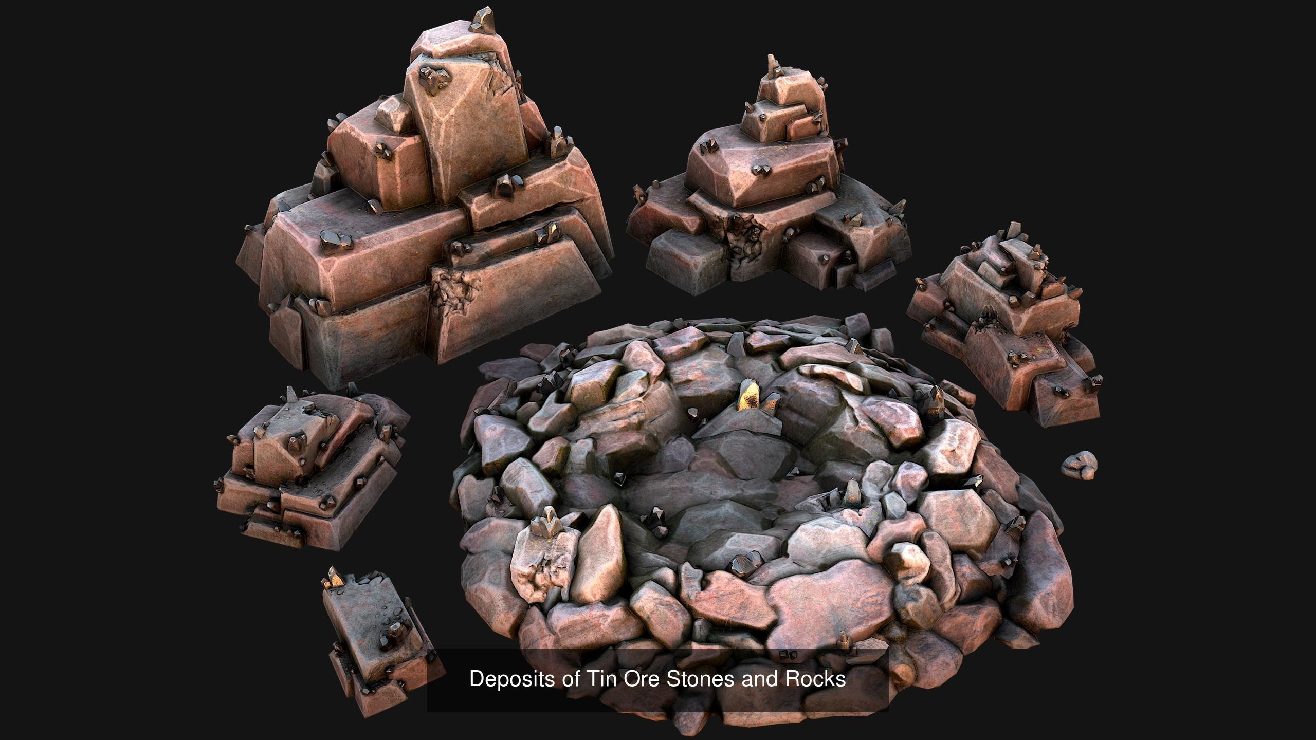 Rocks Ore Metal Mineral Industrial Resources Environment Pack 3D Model Collection_19
