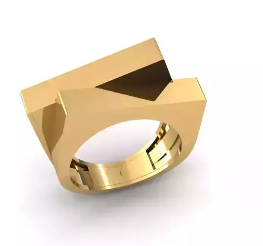 Simple rectangular women s ring 3D print model