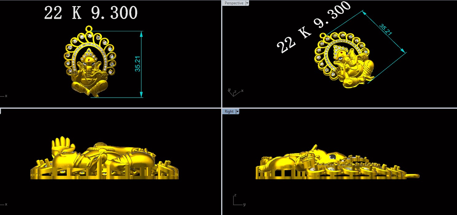 South Ganesh pendant gold pendant  3D print model_1