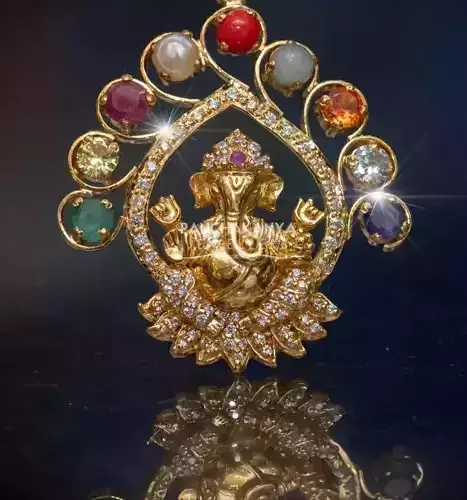 ganesh pendent 9 stone South Ganesh pendant gold pendant  3D print model