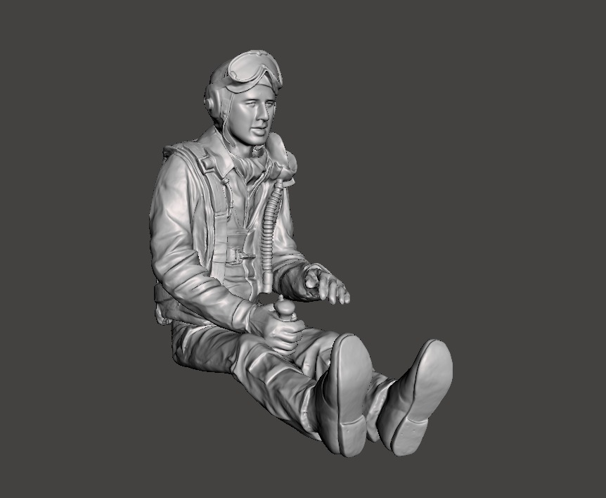 WWII USAF P-51 Mustang pilot 3D print model_1