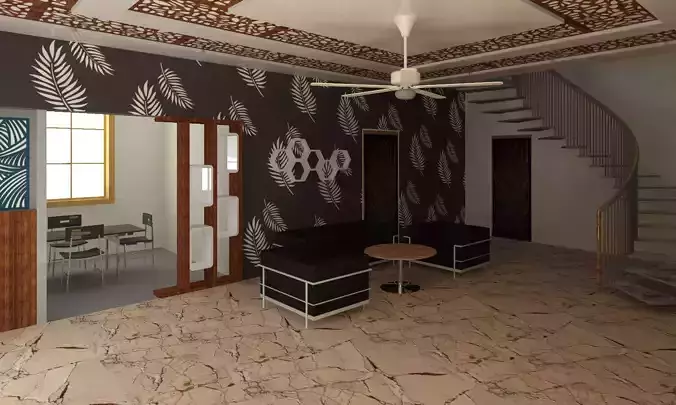 INDIAN TYPE HOUSE LIVING HALL INTERIOR MODEL