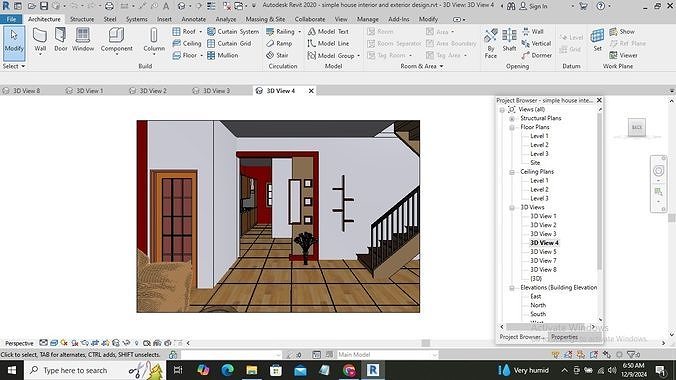 SIMPLE HOUSE INTERIOR AND EXTERIOR DESIGN REVIT Free 3D model