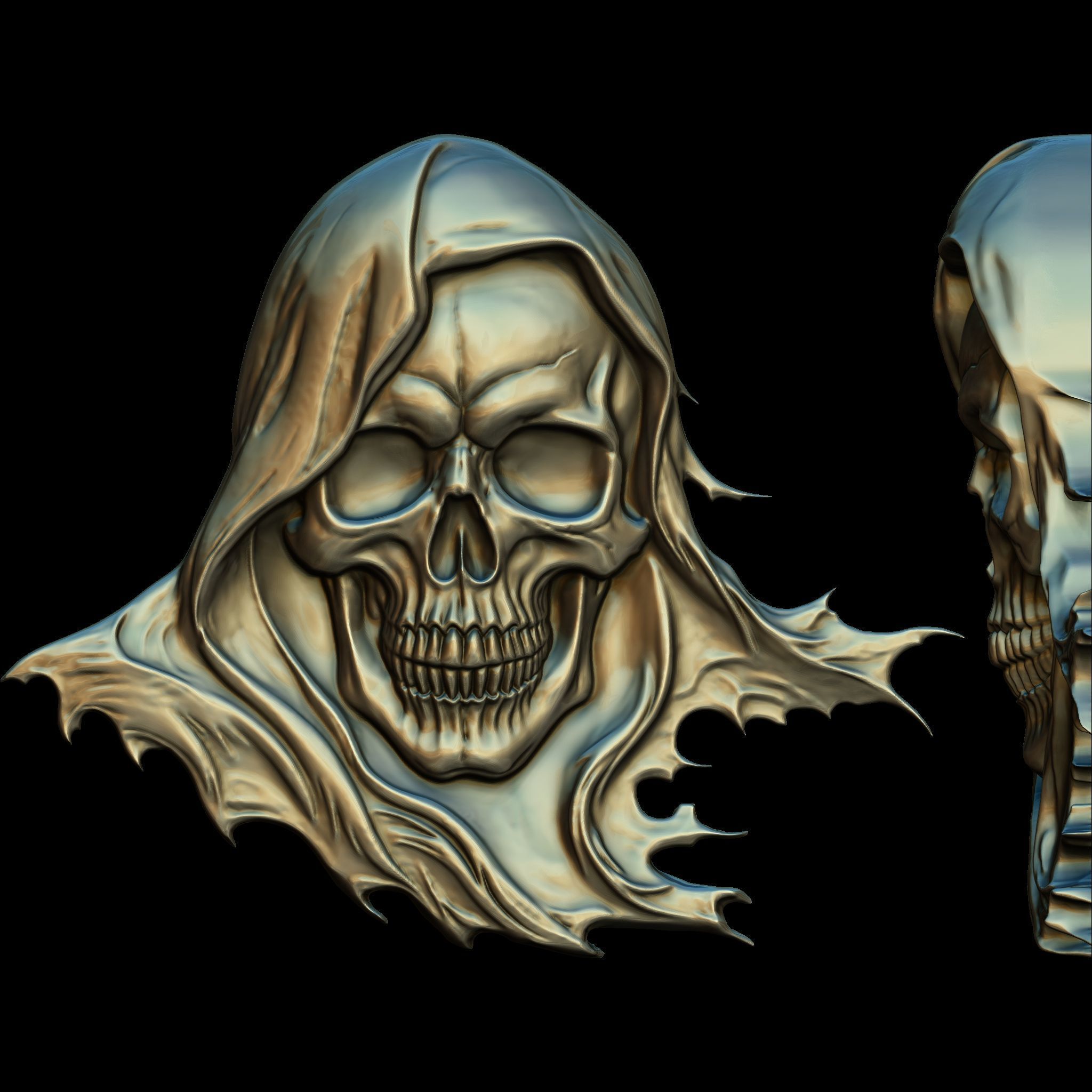 Skull of the Deathbringer No2 STL file for 3d Printing or CNC 3D print model_4