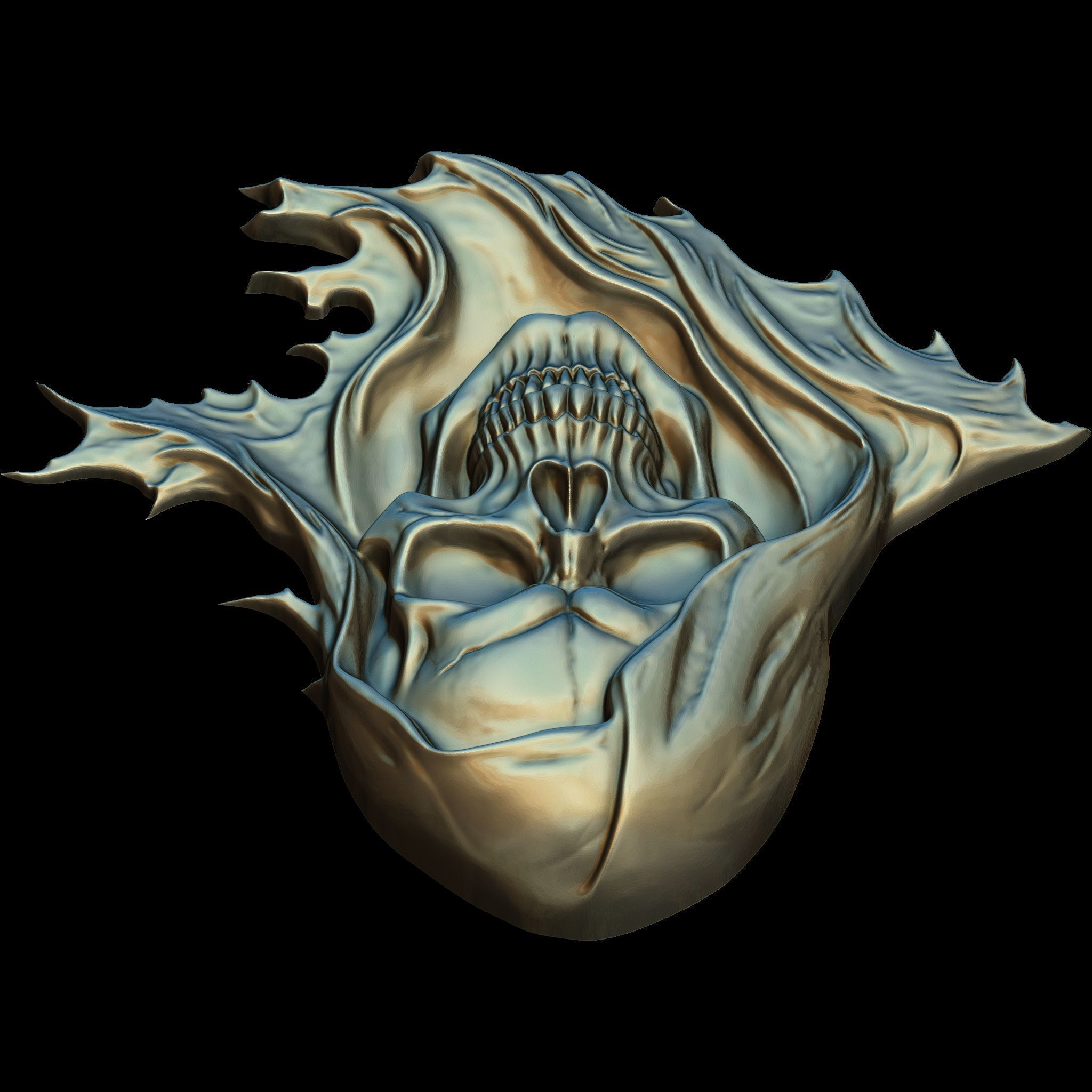 Skull of the Deathbringer No2 STL file for 3d Printing or CNC 3D print model_13