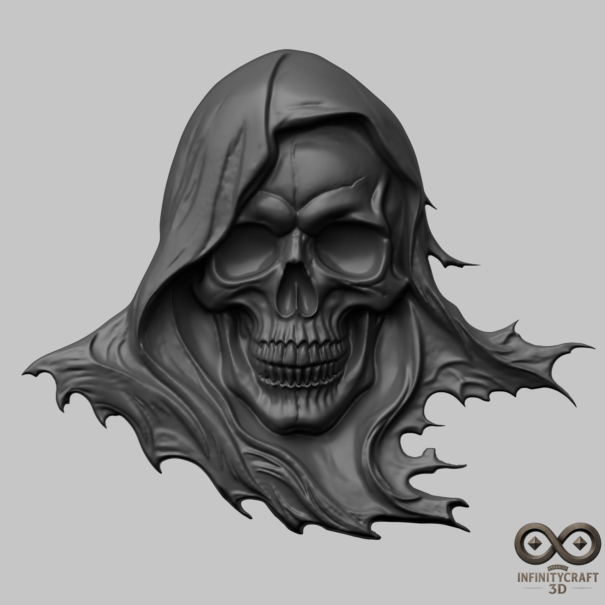 Skull of the Deathbringer No2 STL file for 3d Printing or CNC 3D print model_1