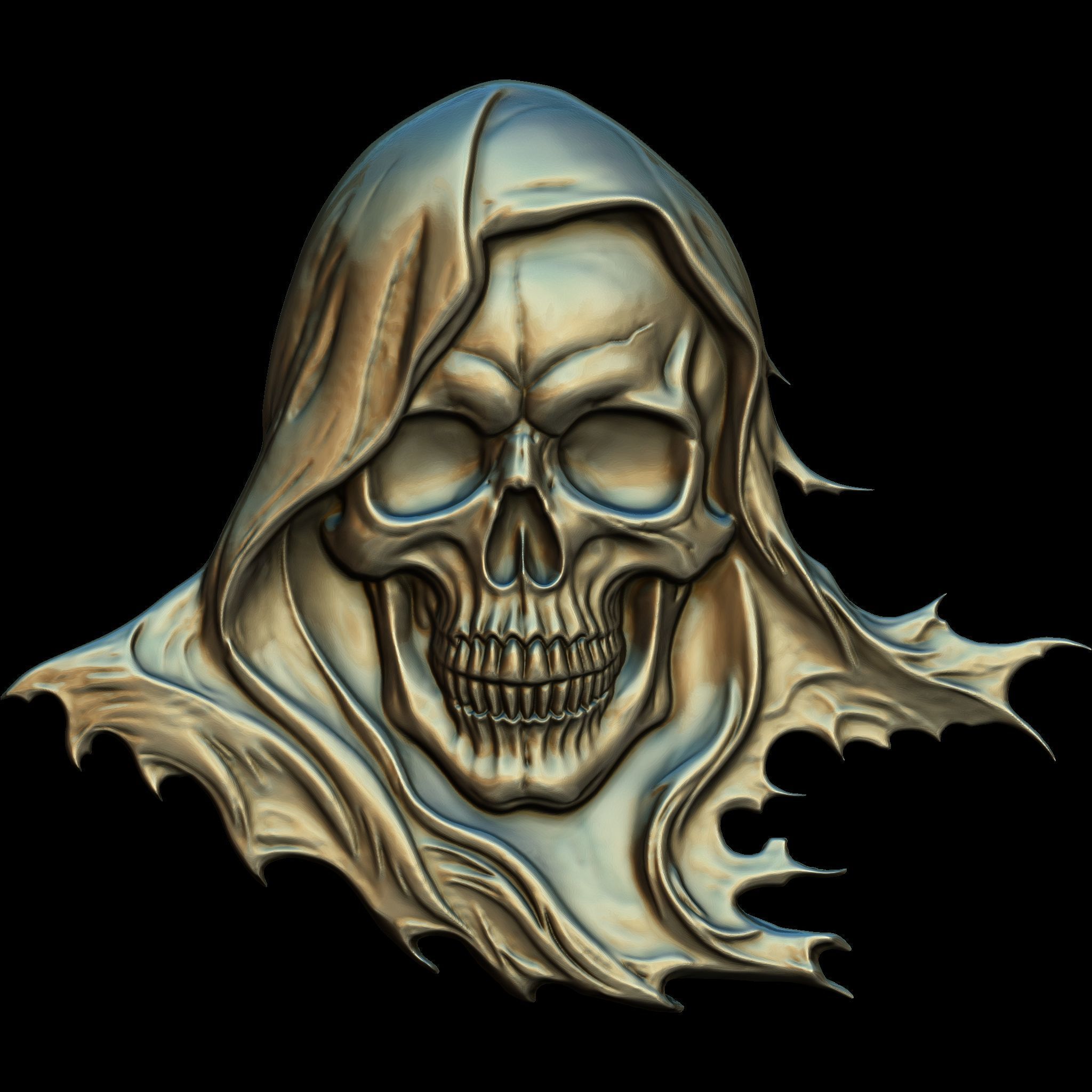 Skull of the Deathbringer No2 STL file for 3d Printing or CNC 3D print model_5