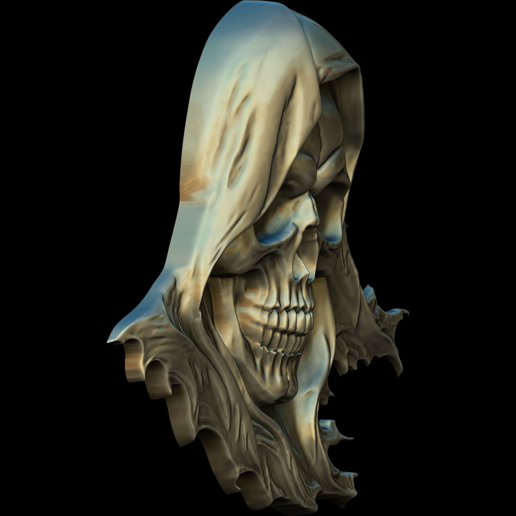Skull of the Deathbringer No2 STL file for 3d Printing or CNC 3D print model_7