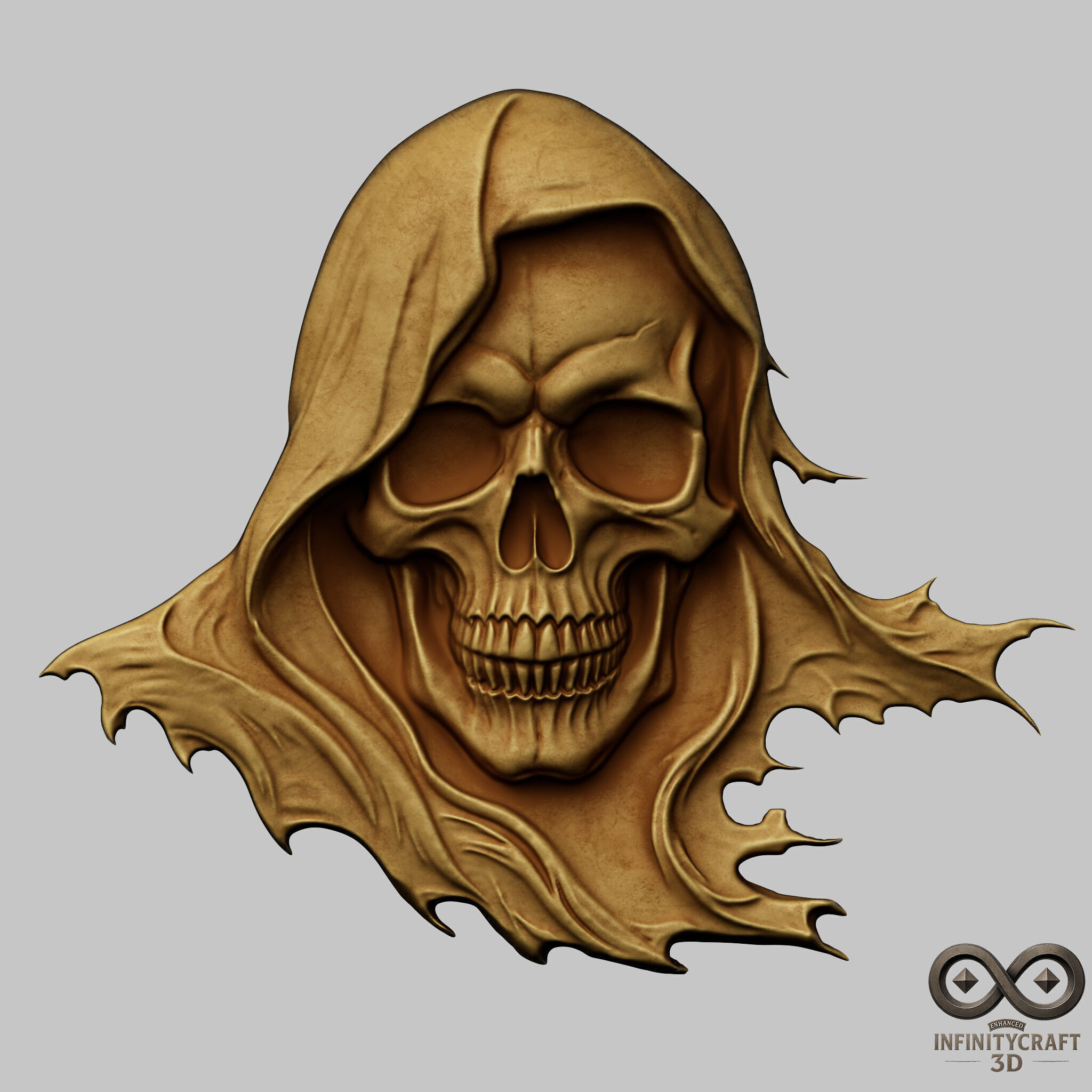 Skull of the Deathbringer No2 STL file for 3d Printing or CNC 3D print model_3