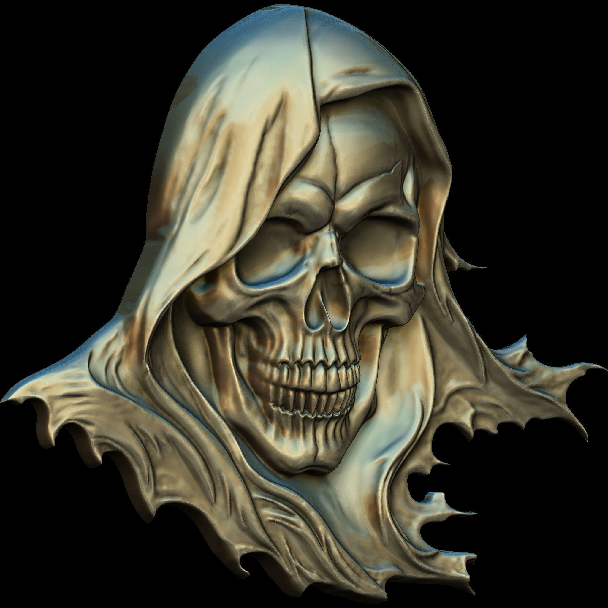 Skull of the Deathbringer No2 STL file for 3d Printing or CNC 3D print model_6