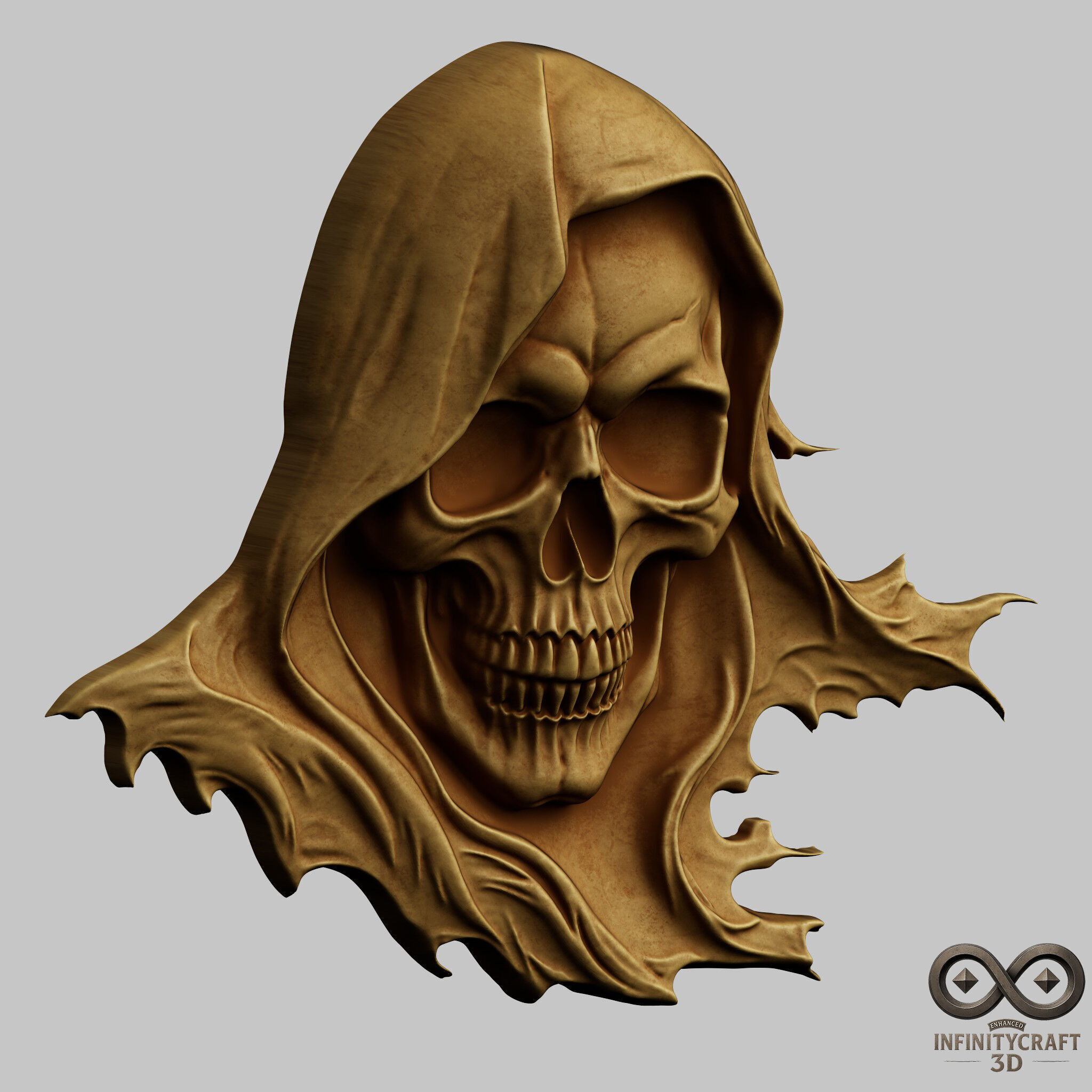 Skull of the Deathbringer No2 STL file for 3d Printing or CNC 3D print model_2