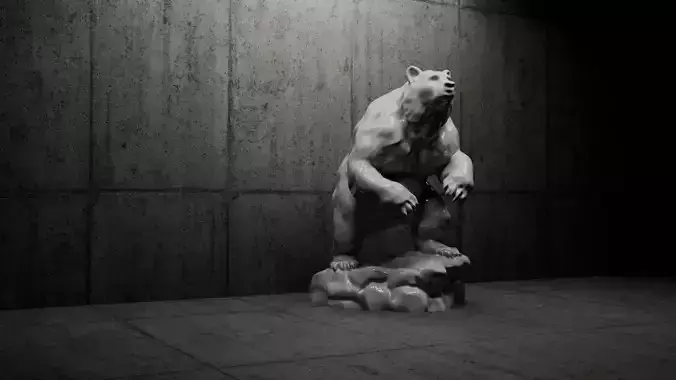 Bear On The Rock Scupture 3D Model