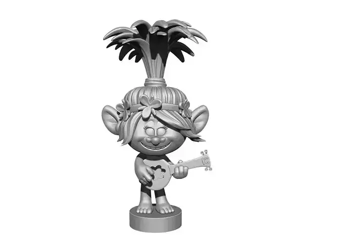 Troll Princess Poppy with guitar for 3D printing STL 3D print model