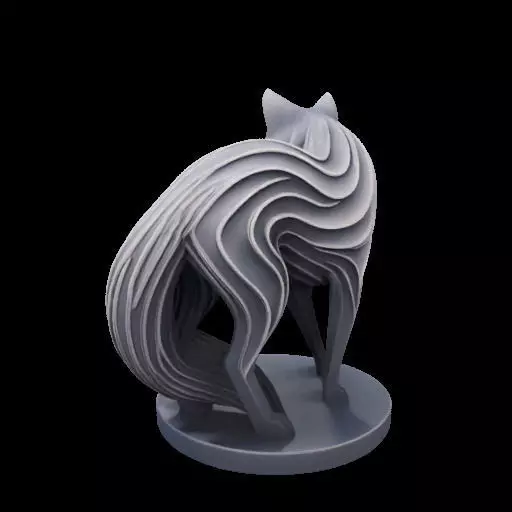 Abstract Layered Fox Sculpture 3D print model_11
