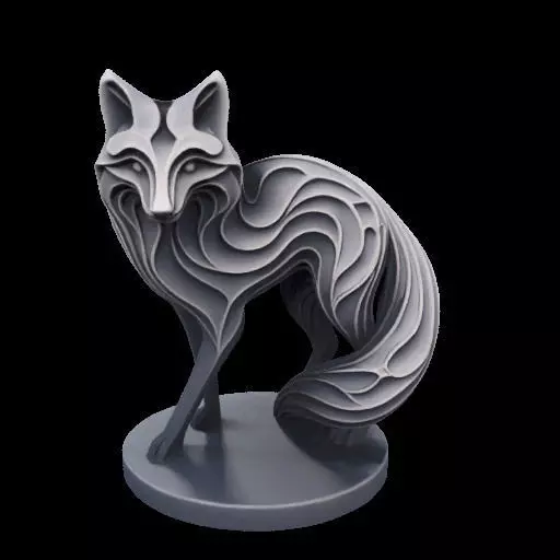 Abstract Layered Fox Sculpture 3D print model_2