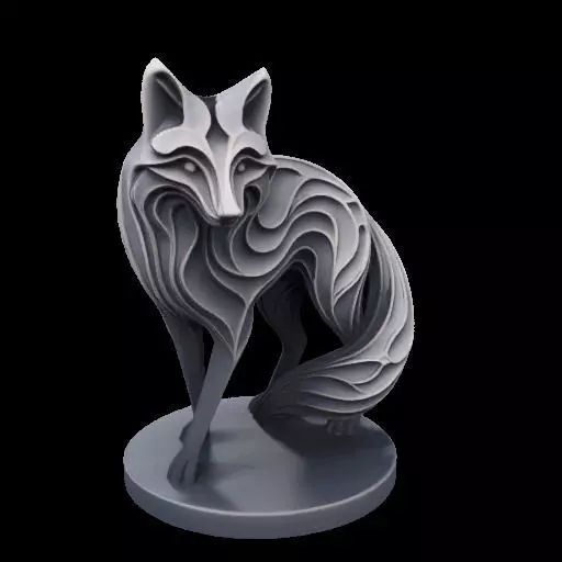 Abstract Layered Fox Sculpture 3D print model_24