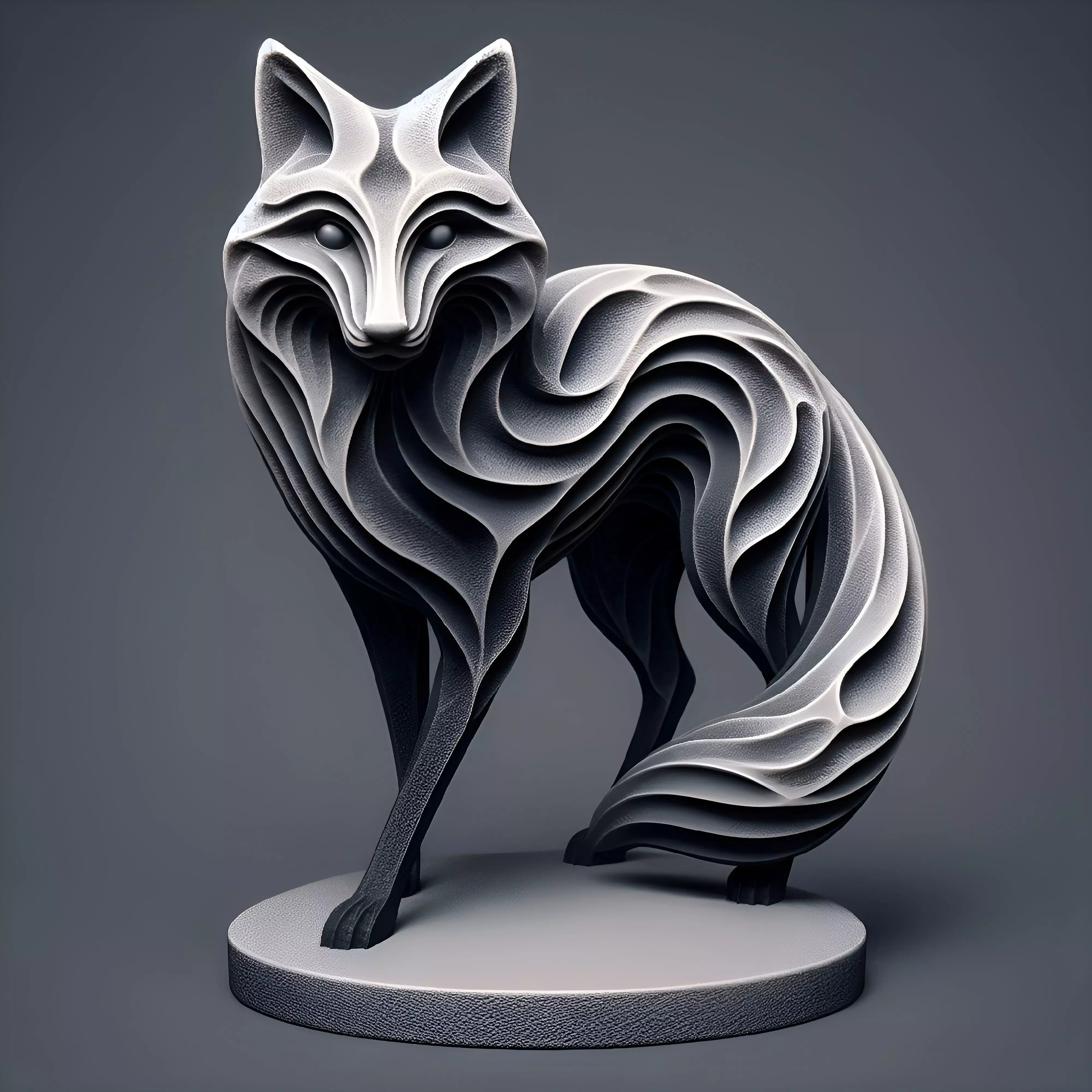 Abstract Layered Fox Sculpture 3D print model_0