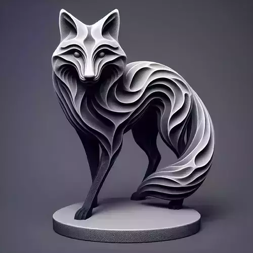 Abstract Layered Fox Sculpture 3D print model
