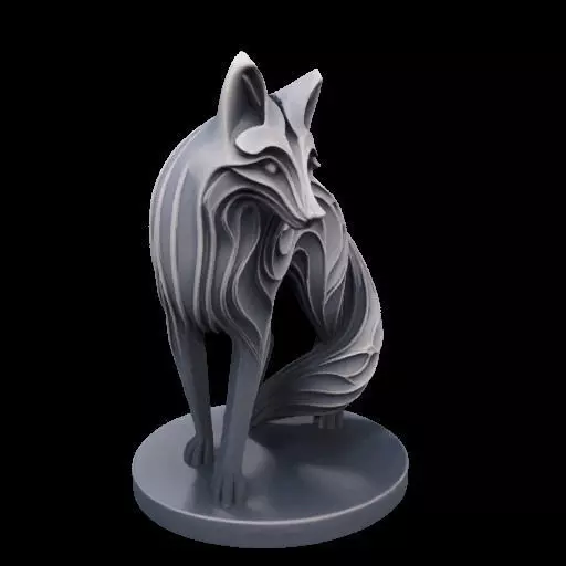 Abstract Layered Fox Sculpture 3D print model_26