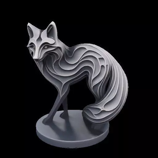Abstract Layered Fox Sculpture 3D print model_23