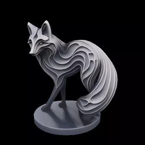 Abstract Layered Fox Sculpture 3D print model_22