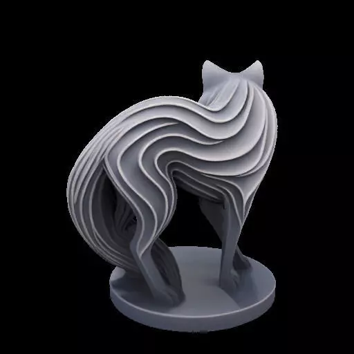 Abstract Layered Fox Sculpture 3D print model_9