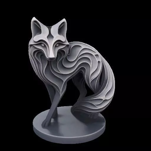 Abstract Layered Fox Sculpture 3D print model_13