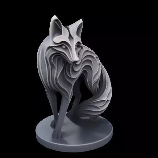 Abstract Layered Fox Sculpture 3D print model_25