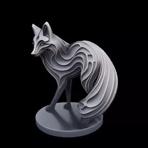Abstract Layered Fox Sculpture 3D print model_21