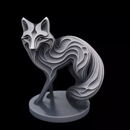 Abstract Layered Fox Sculpture 3D print model_1