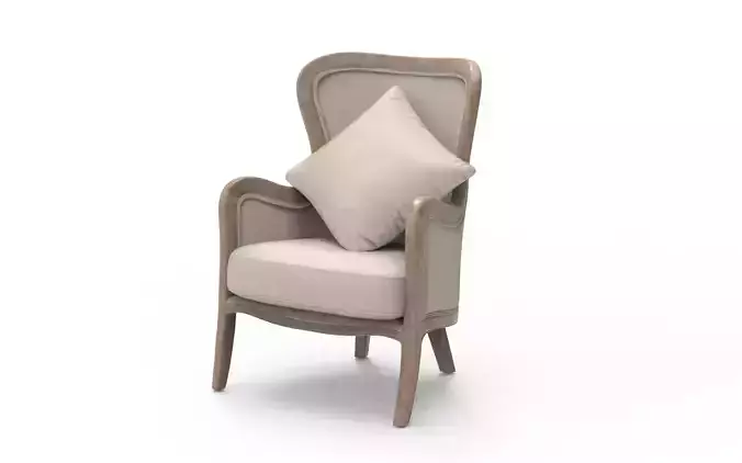 Crenshaw Fabric Wing Chair Low-poly 3D model