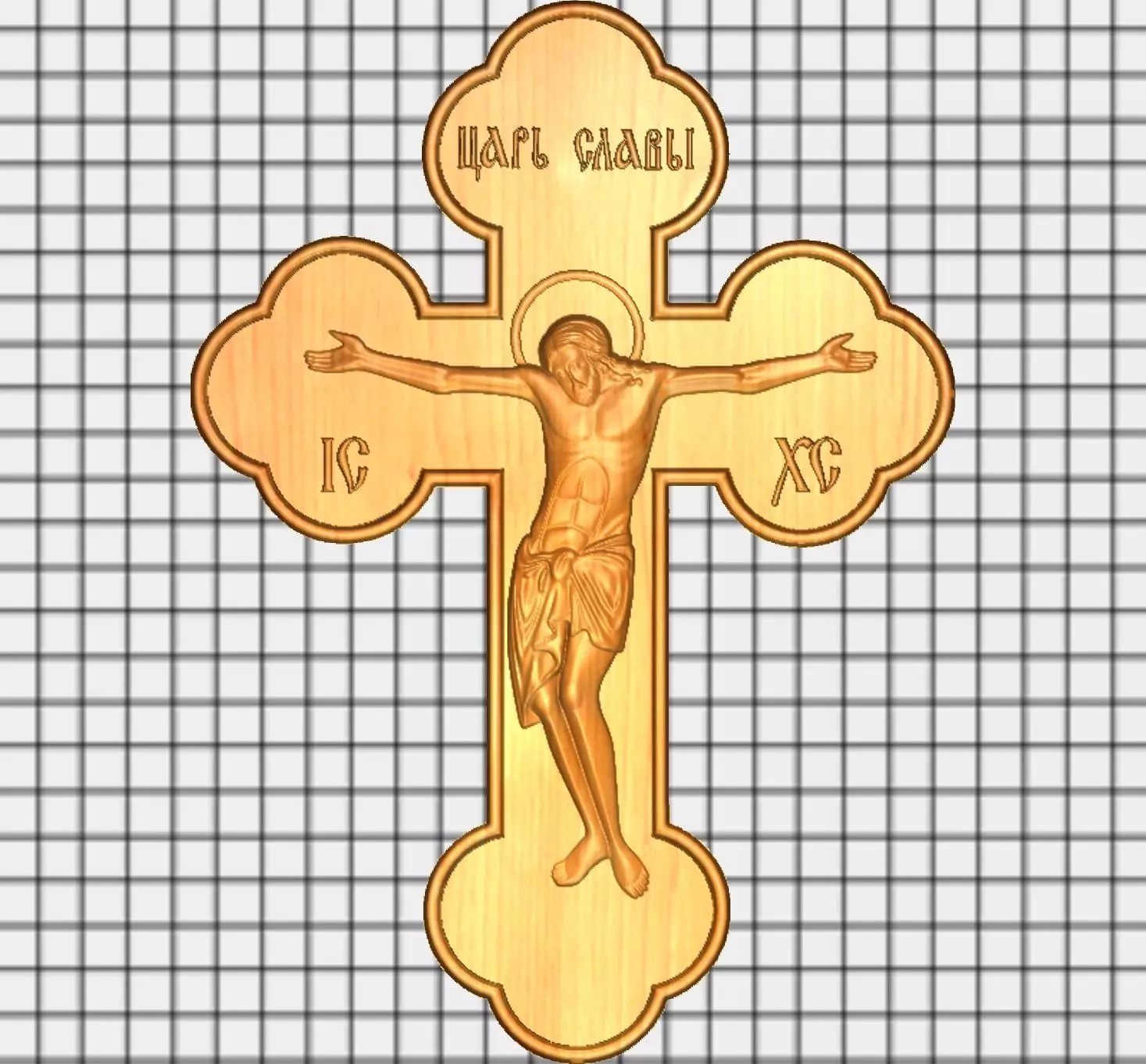 Crucifixion Orthodox Serbian Cross Jesus Christ 3D Relief CNC 3D model_0