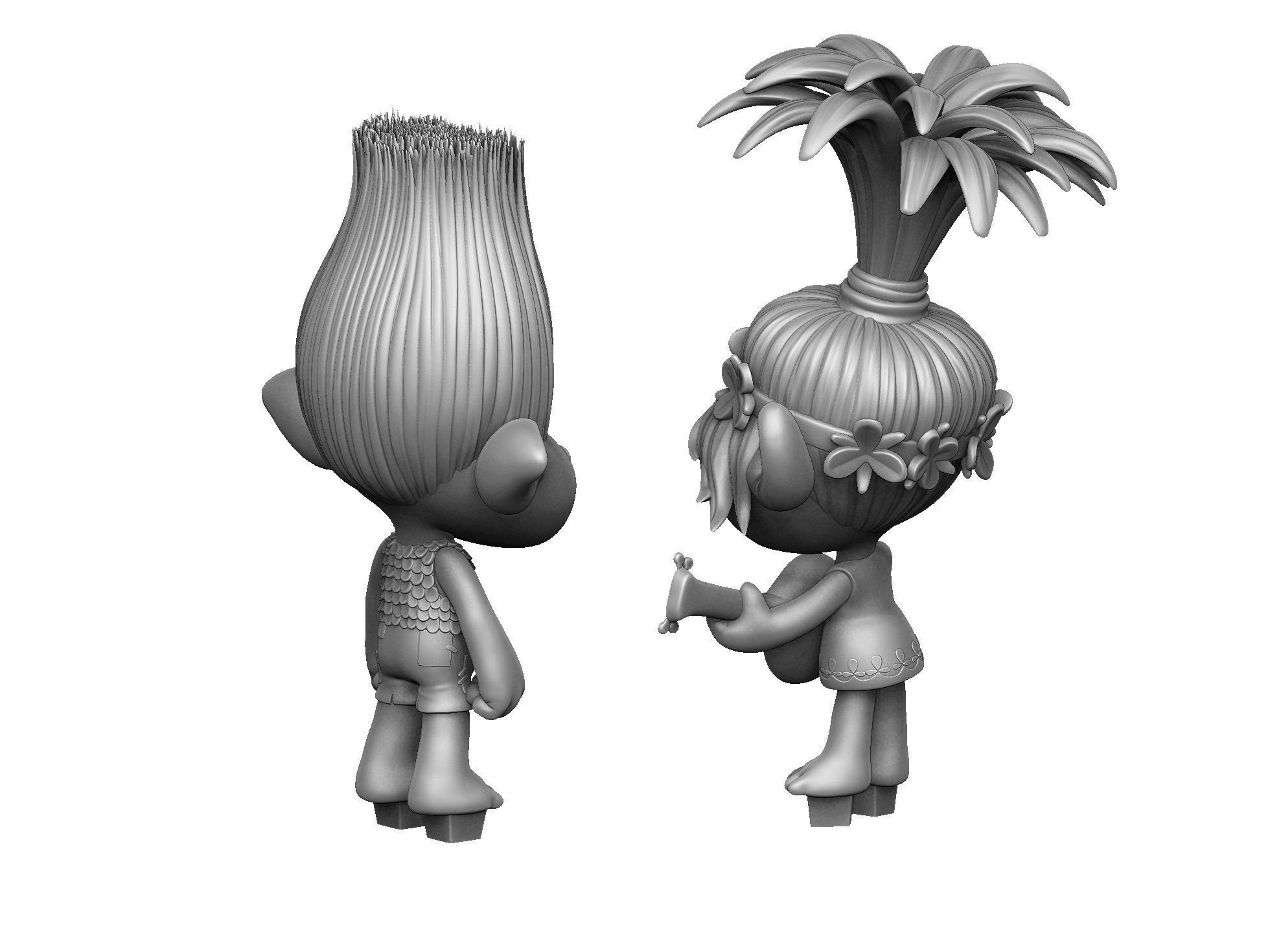 Troll Poppy sings to angry Branch FOR 3D PRINT STL 3D print model_7