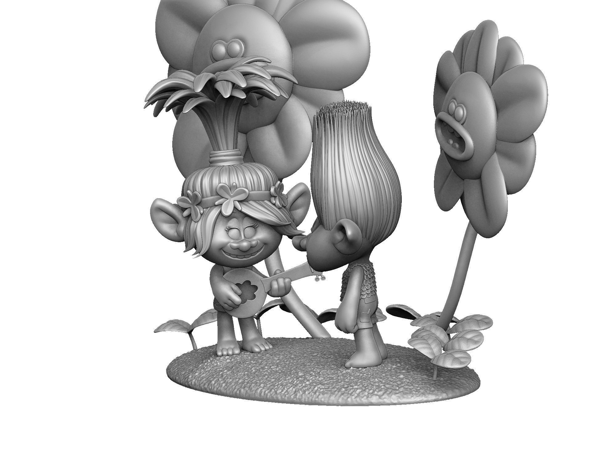 Troll Poppy sings to angry Branch FOR 3D PRINT STL 3D print model_1