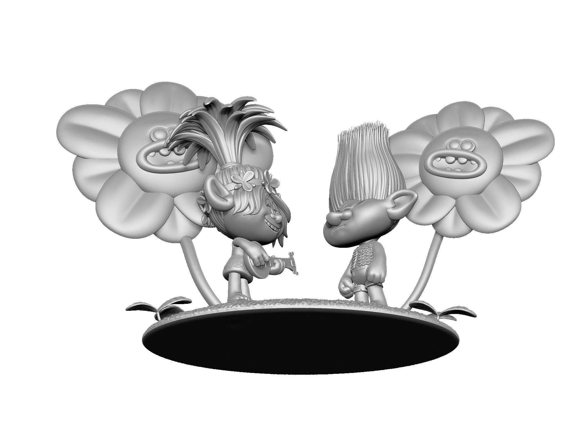 Troll Poppy sings to angry Branch FOR 3D PRINT STL 3D print model_4