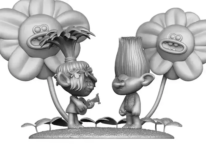 Troll Poppy sings to angry Branch FOR 3D PRINT STL