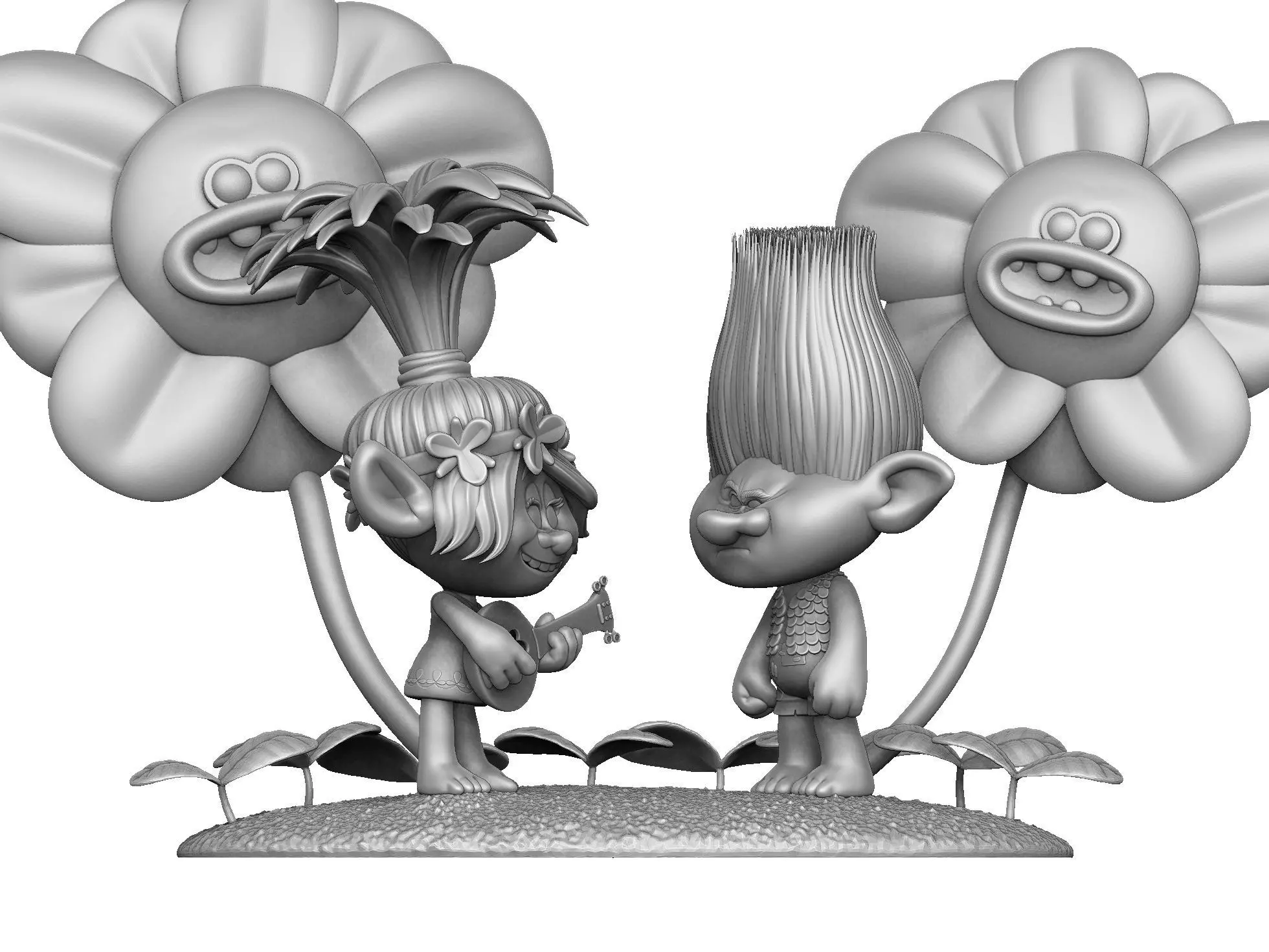 Troll Poppy sings to angry Branch FOR 3D PRINT STL 3D print model_0