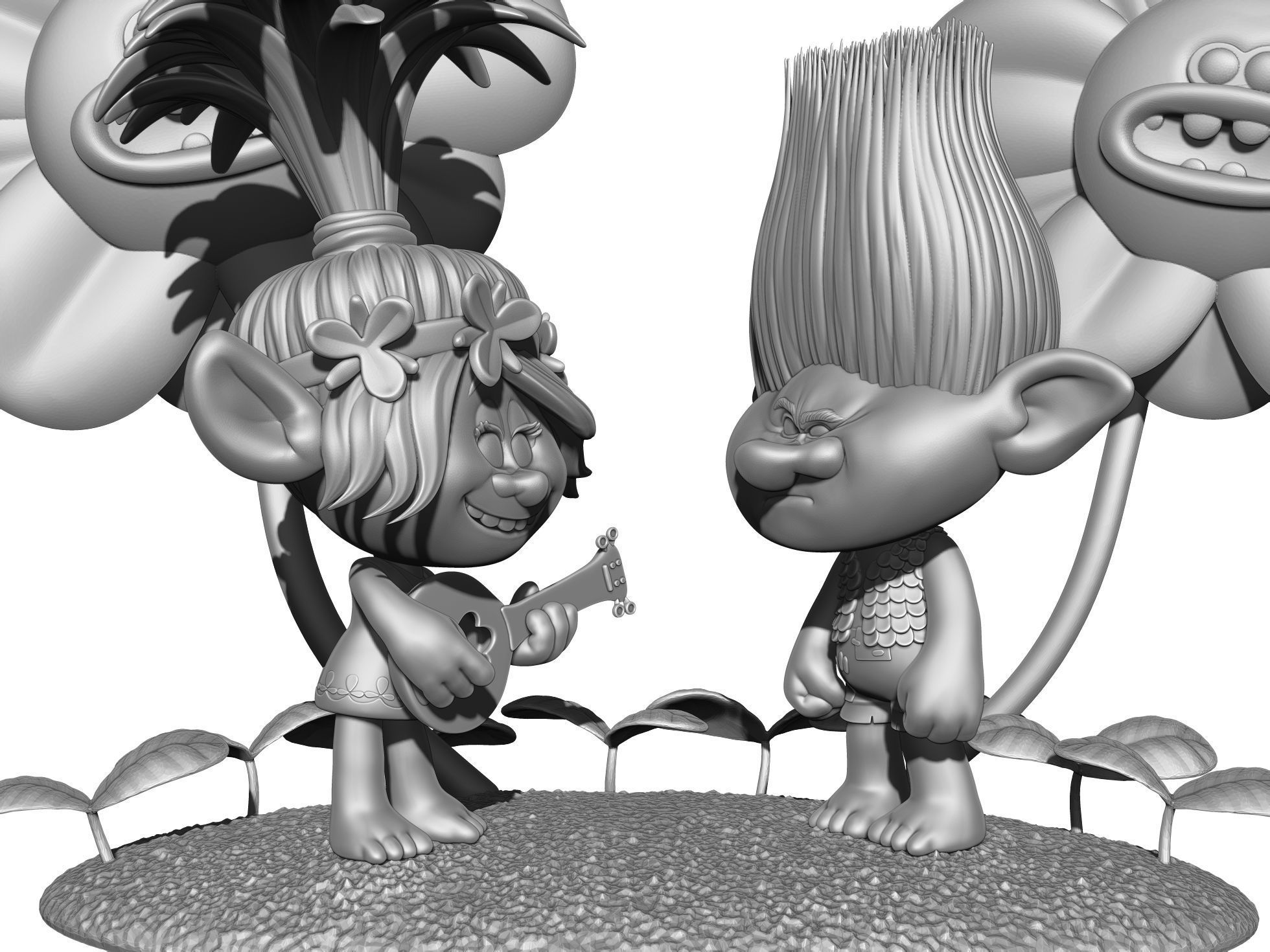 Troll Poppy sings to angry Branch FOR 3D PRINT STL 3D print model_14