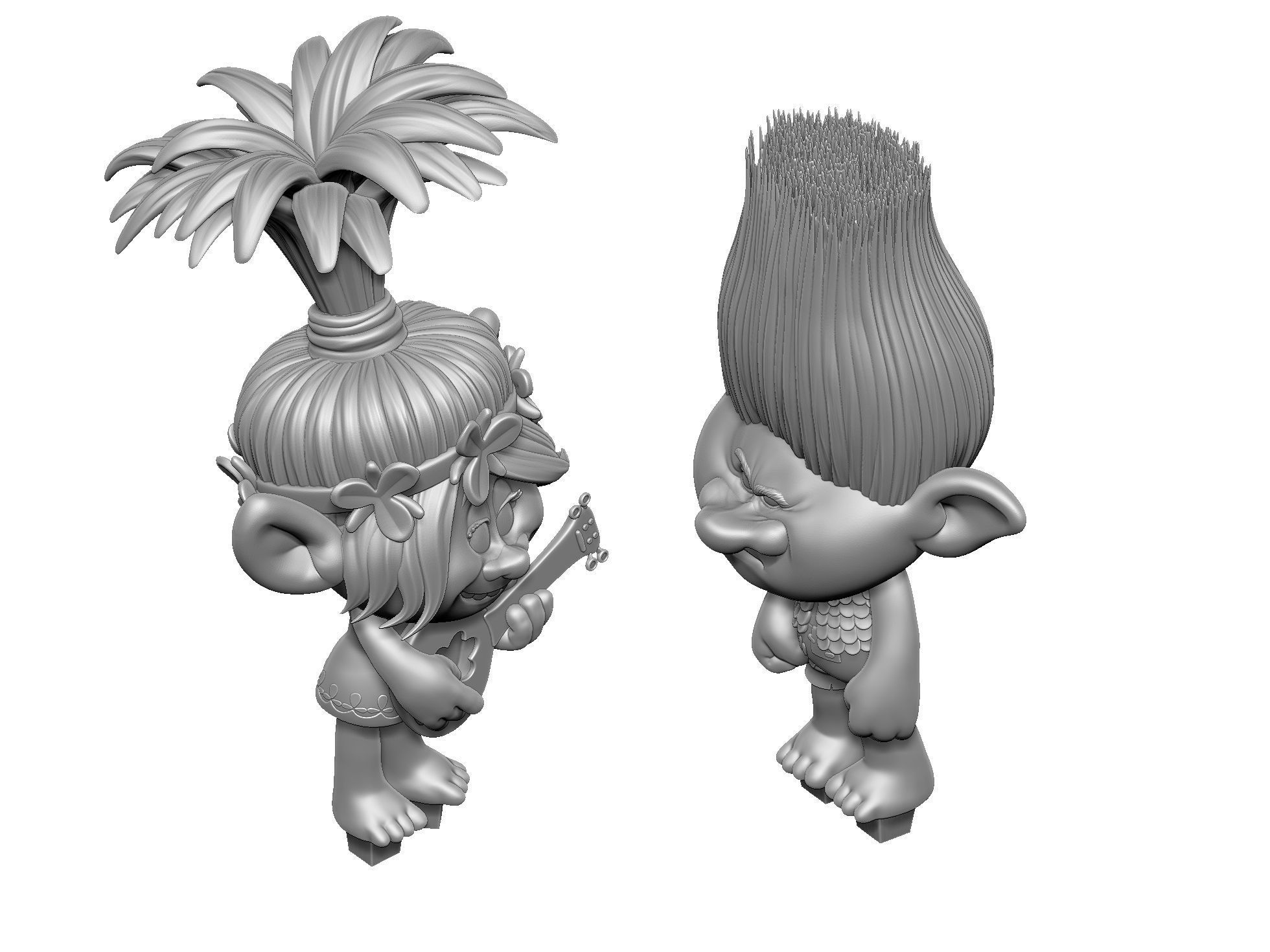 Troll Poppy sings to angry Branch FOR 3D PRINT STL 3D print model_8