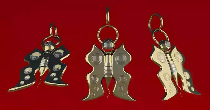 Butterfly Earring Jewelry 3d model