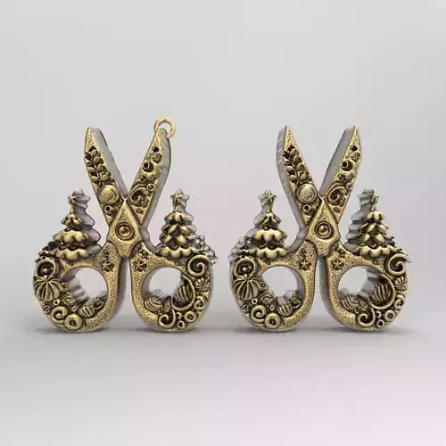 scissor christmas tree decor  3D print model