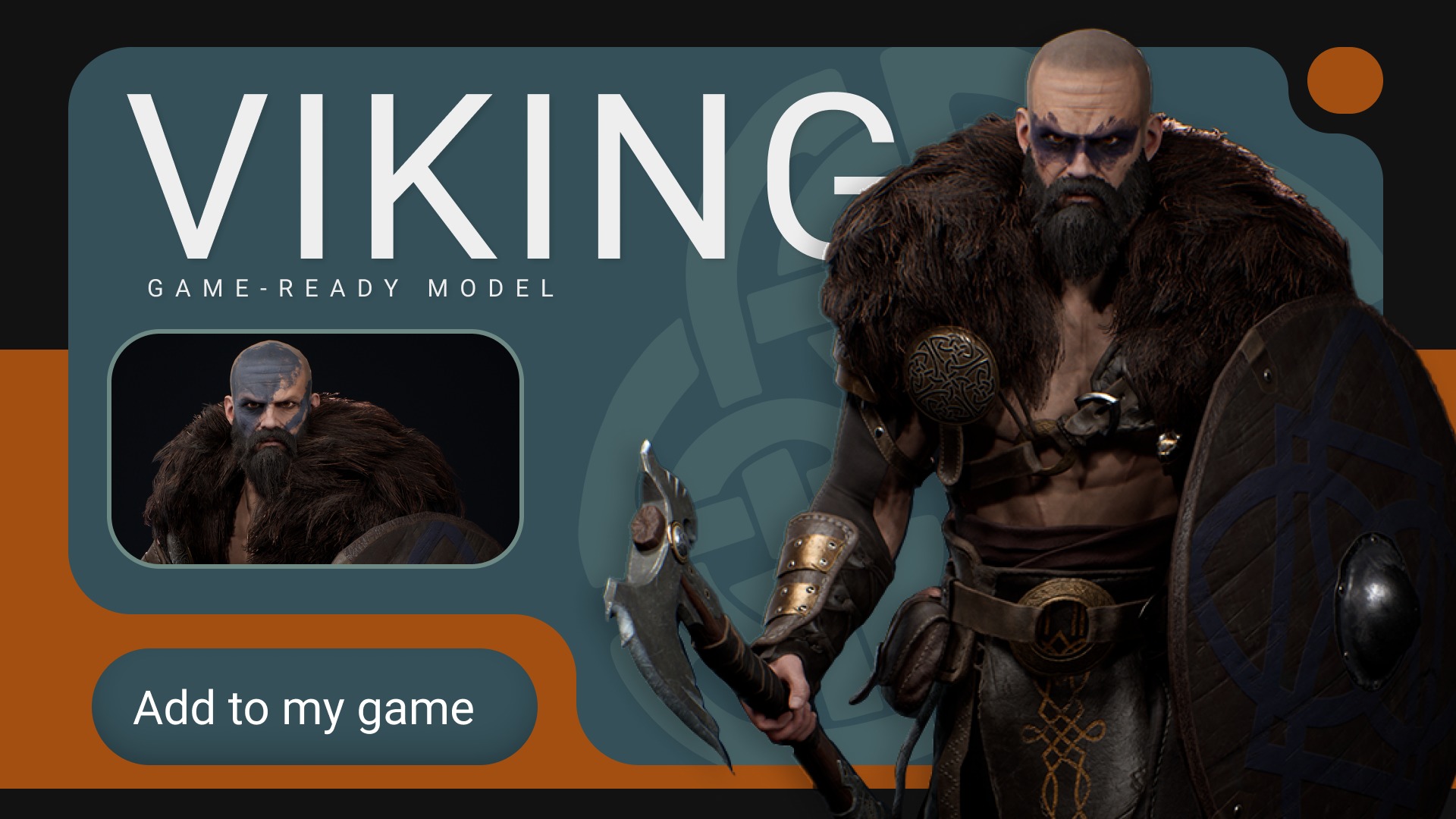 Viking 2 Warrior Low-poly 3D model_2