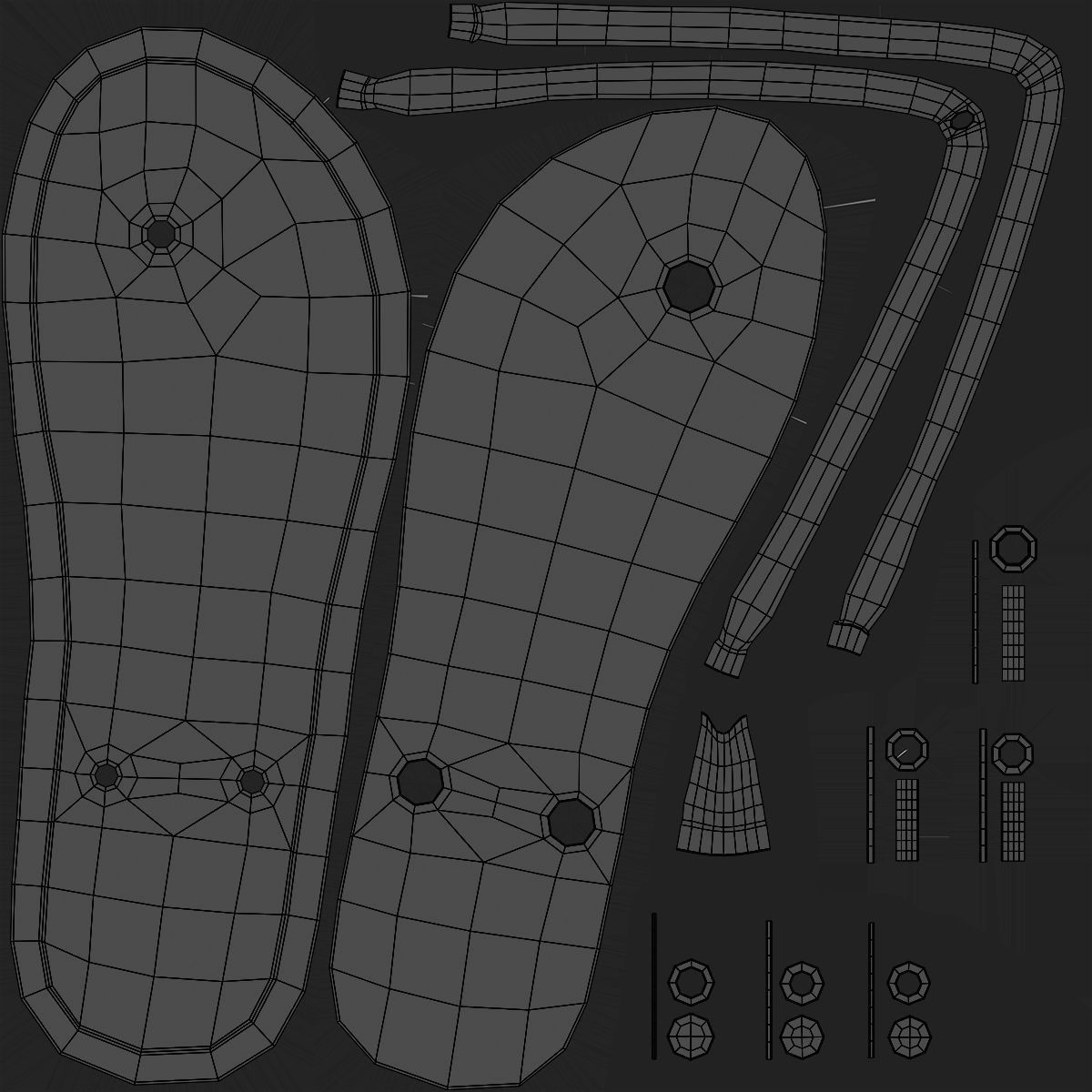 Flip Flops 176 - All MH Bodies - UE5 Skeletons - Rigged Low-poly 3D model_16