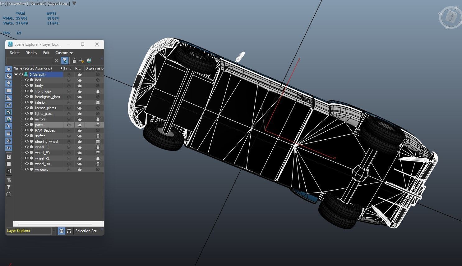 Dodge Ram 1996 3500 Laramie Low-poly 3D model_34