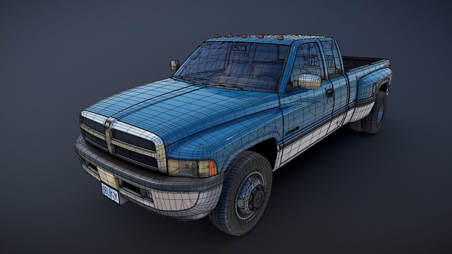 Dodge Ram 1996 3500 Laramie Low-poly 3D model_30