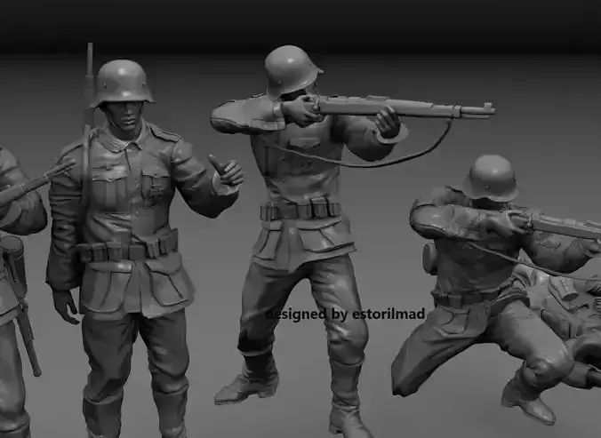 PACK 6 GERMAN SOLDIER IN ACTION 3D print model