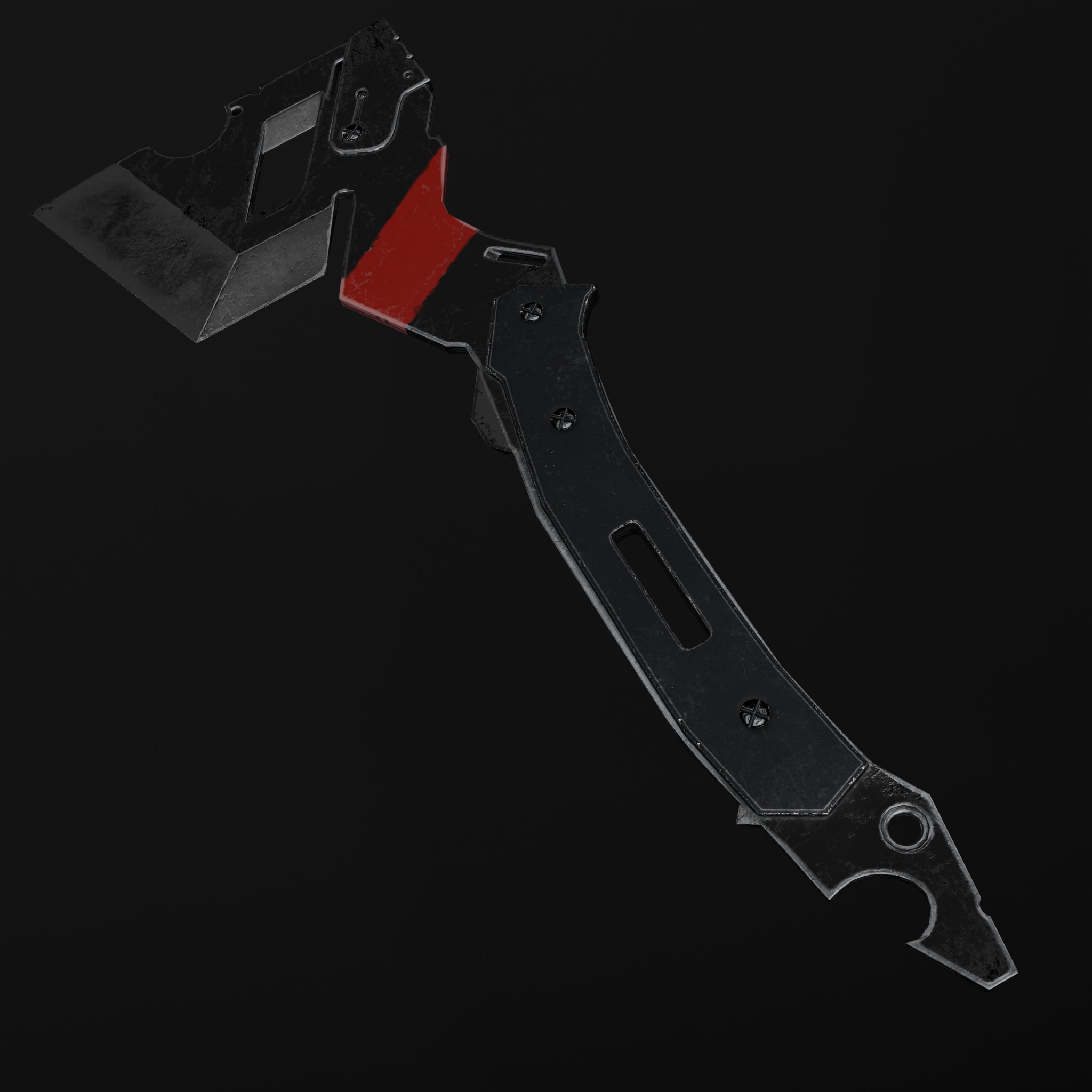 Metal Axe Low-poly 3D model_4