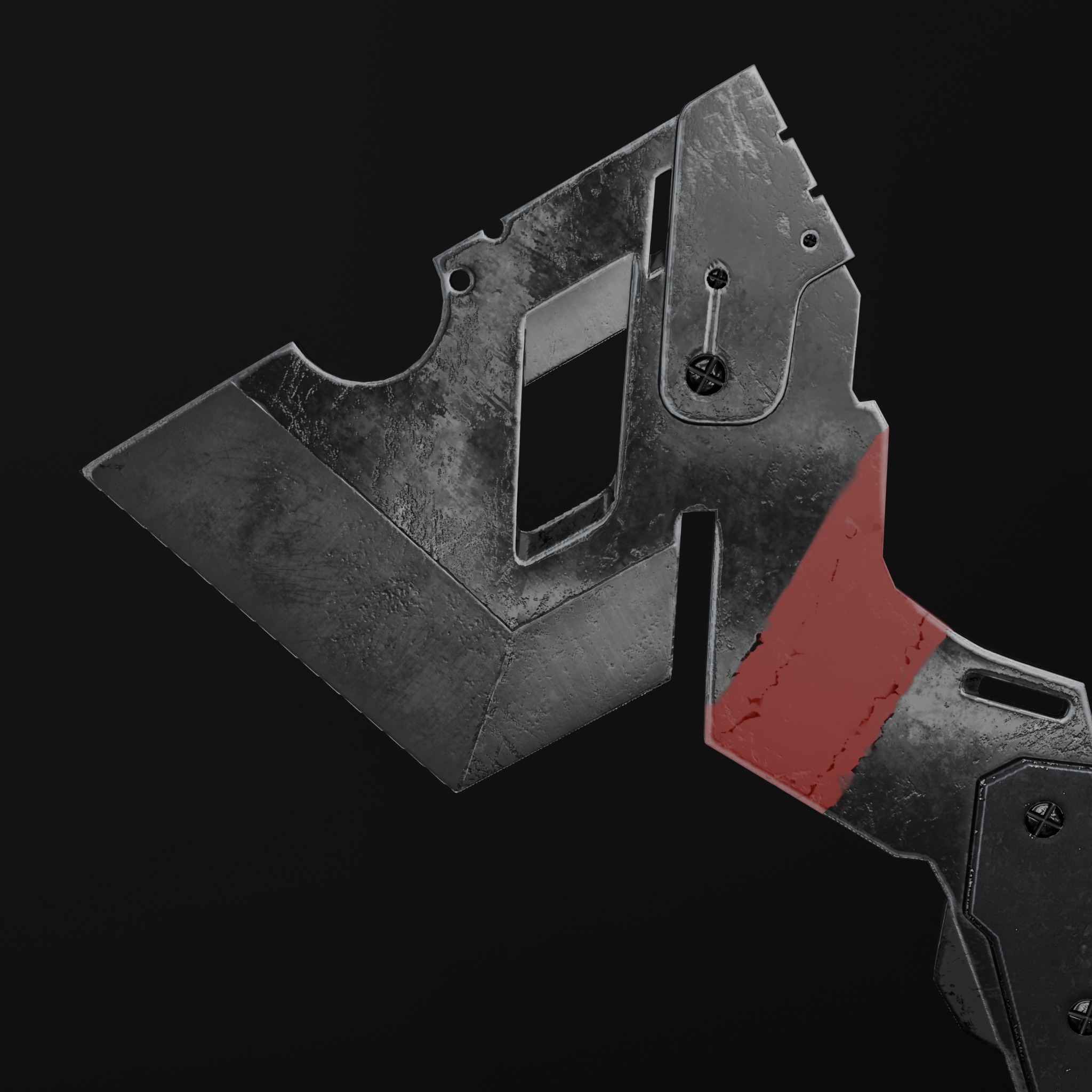 Metal Axe Low-poly 3D model_3