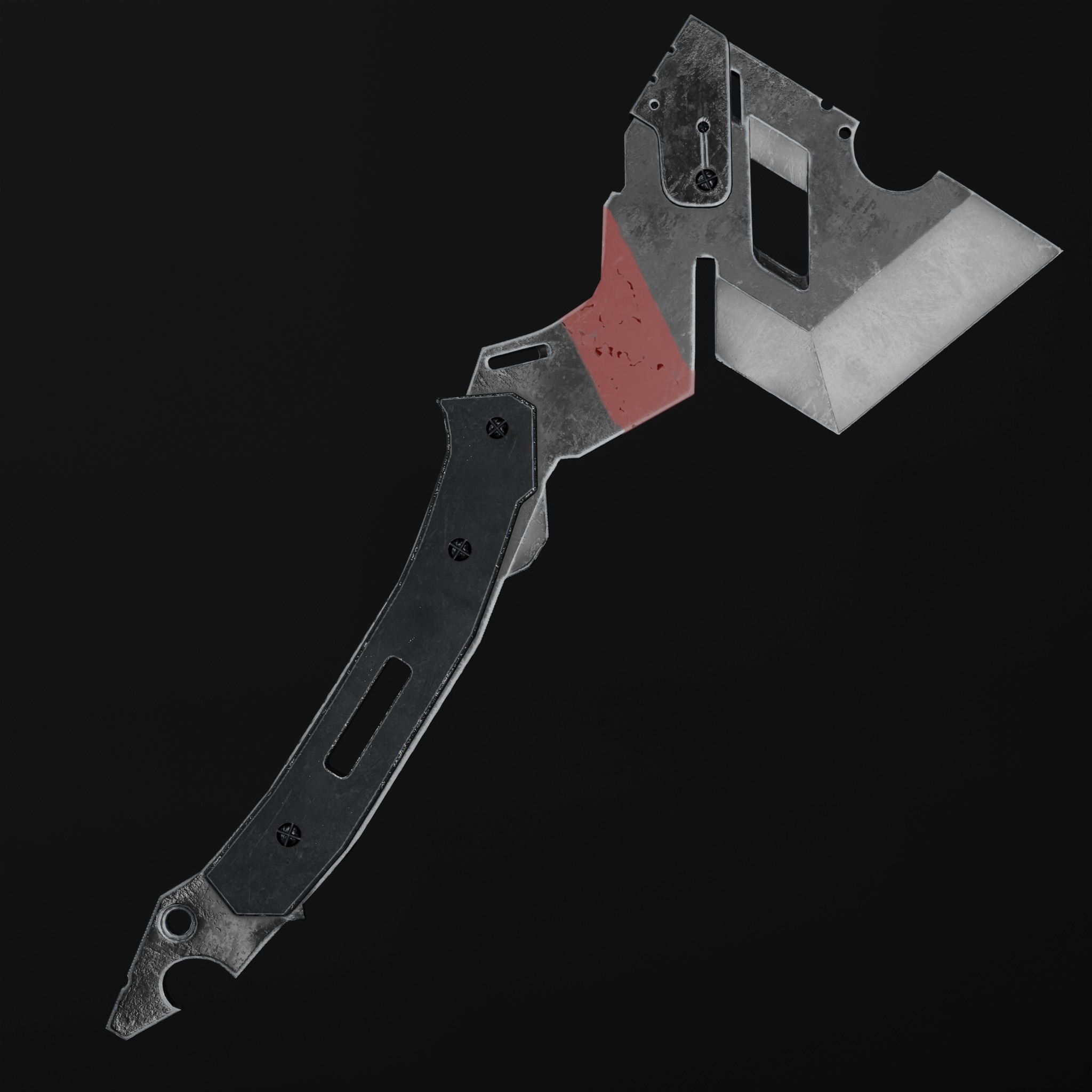Metal Axe Low-poly 3D model_5