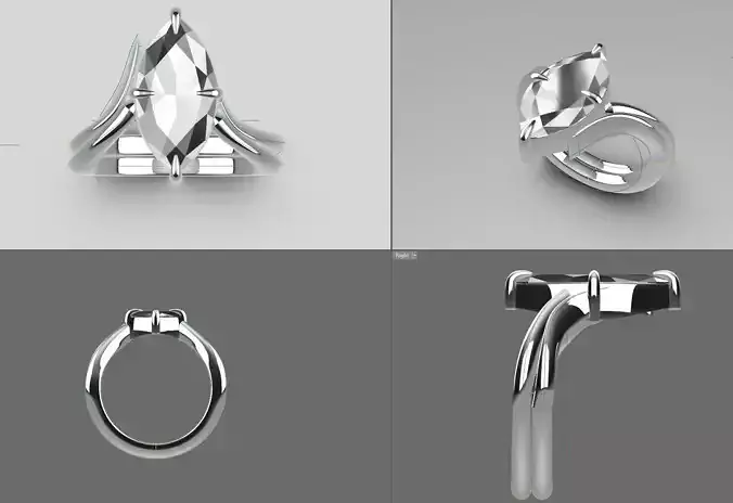 Freeflow V custom Marquise Ring